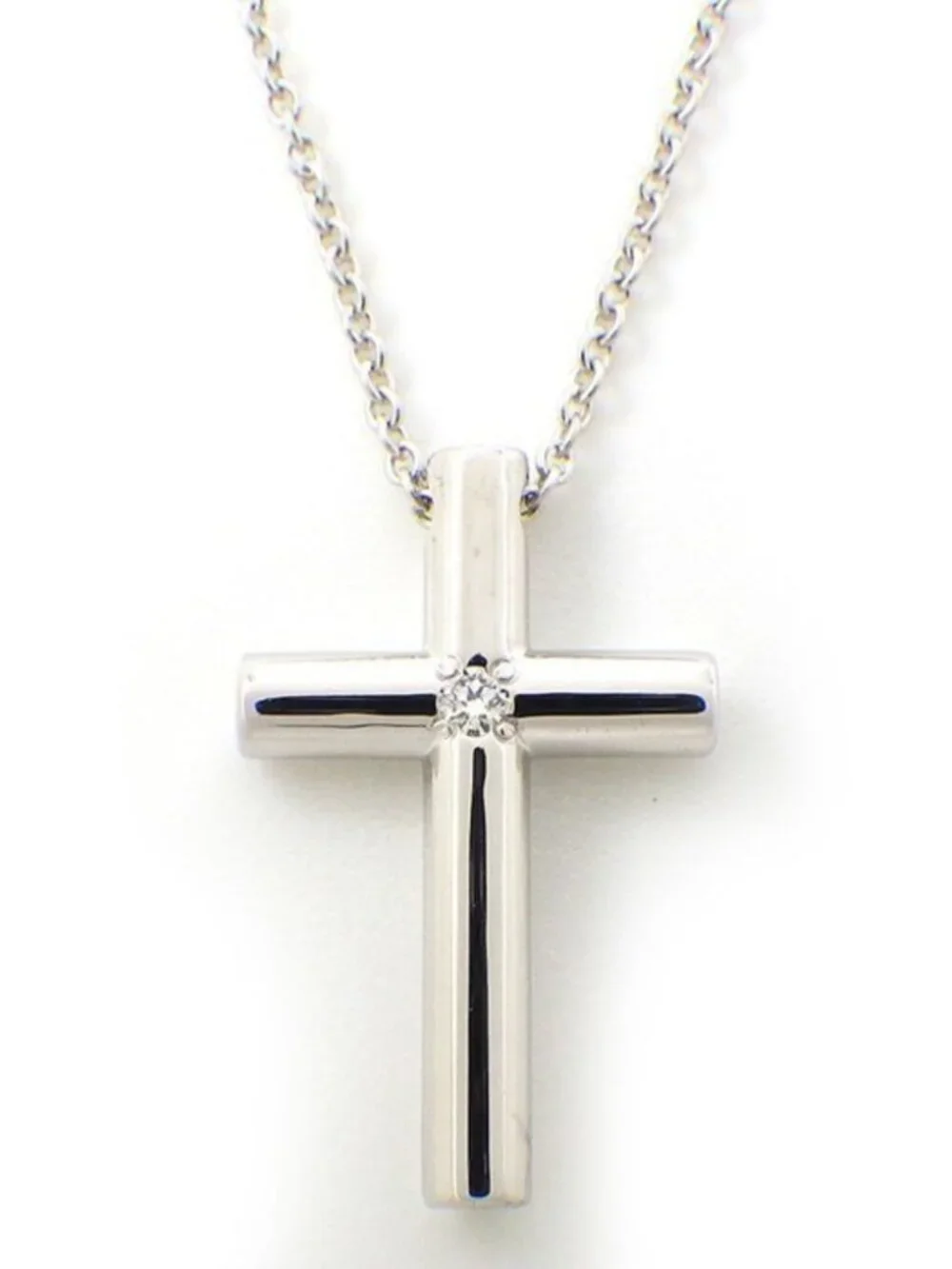 Tiffany & Co. 925 Silver Cross w/ Diamond Pendant